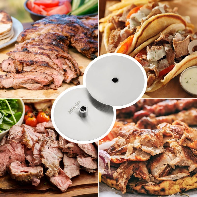 TURBRO Universal Grill Rotisserie Gyros Disc, 304 Stainless Steel, Fits 1/2” or 3/8" Hexagon, 3/8" or 5/16" Square Spit Rods, Compatible with Most Grills, for Outdoor BBQ, Set of 2 Discs - Image 5